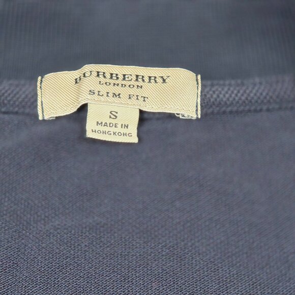 Burberry London Black Polo Shirt Slim Fit S With Nova Check Collar - Picture 4 of 7